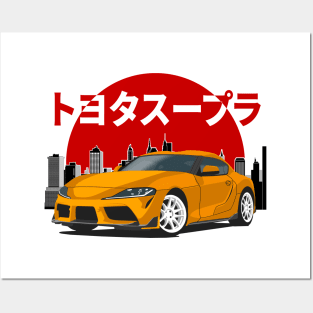 Orange Toyota Supra mk5 (A90) 2019-2023 Posters and Art